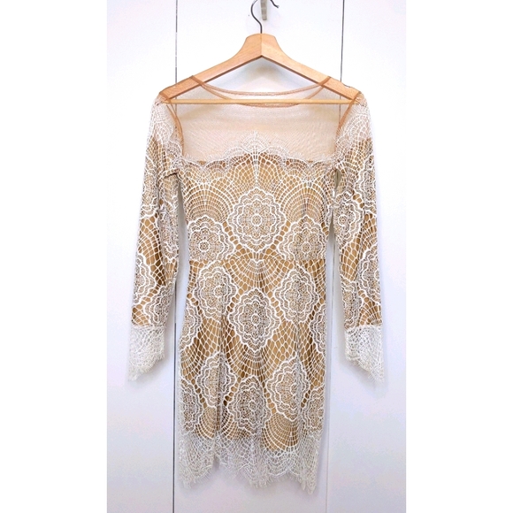 For Love And Lemons Dresses & Skirts - For Love and Lemons Grace white nude S lace dress